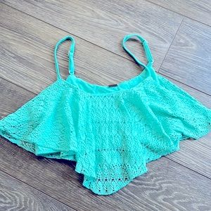 4/$15 Aqua teal crop crotchet top